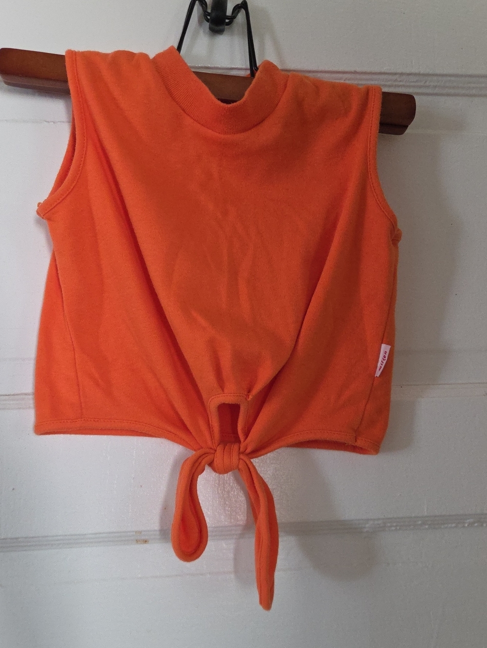 Girls' Orange Tie-Front Sleeveless Tank Top